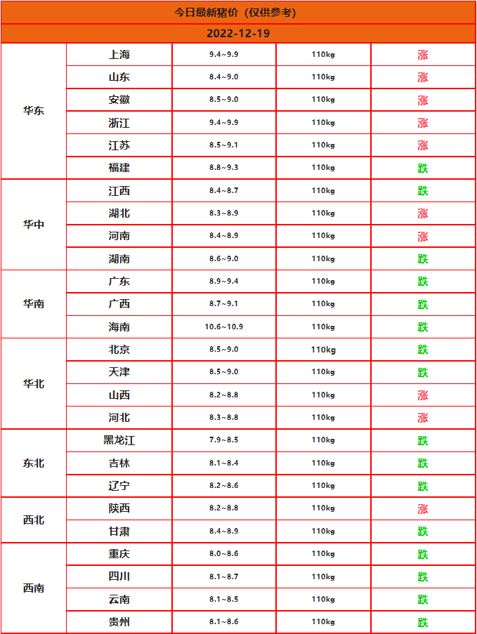 2022年12月19日今日猪价