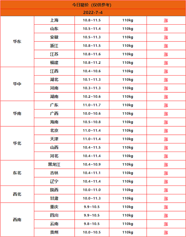 全国猪价行情